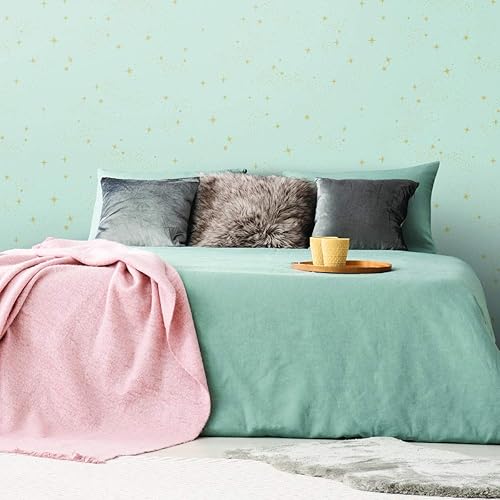 Miniatura 5 de RoomMates RMK11320WP Upon A Star Papel pintado de despegar y pegar azul claro y metálico