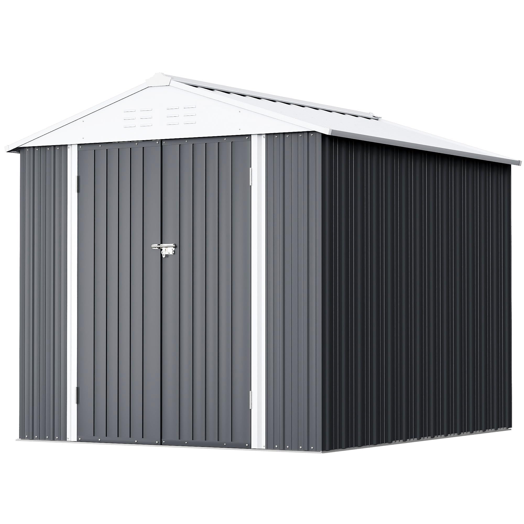 GUNJI 6 x 4 FT Shed Outdoor Storage Shed Metal Garden Shed with Lockable Door Outside Waterproof Tool Shed for Backyard, Patio, Lawn (Gray)