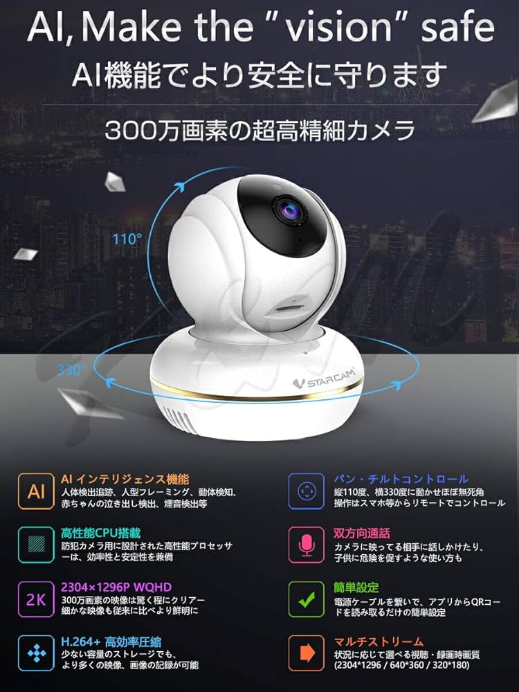 防犯カメラ ワイヤレス 300万画素「C22S/SD256.A」 Amazon.co.jp: .A 防犯カメラ 屋内用 ワイヤレス C22S SDカード