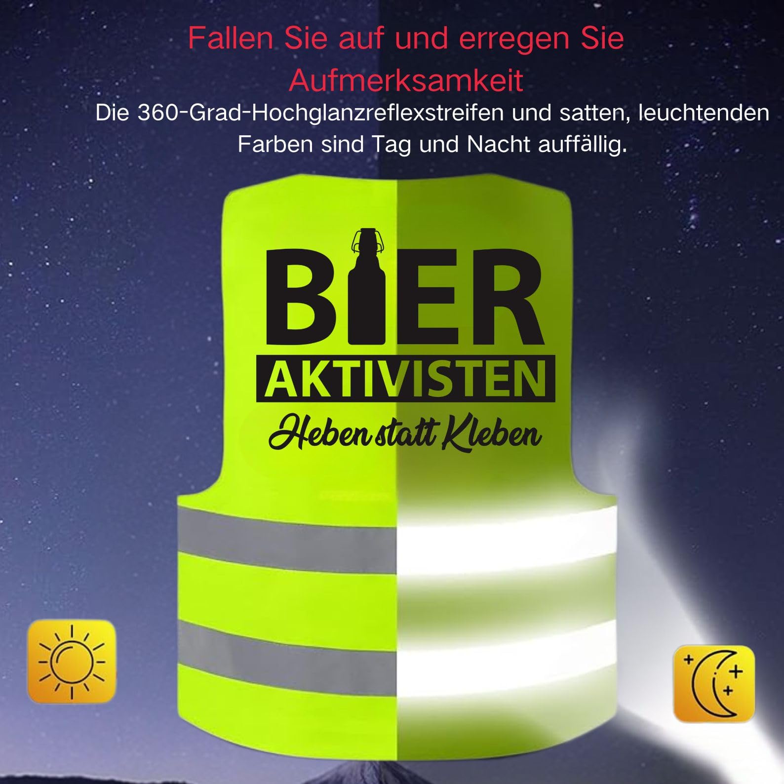 RF&CM Bieraktivisten Kostüm Karneval Fasching Verkleidung Sicherheitsweste Security Warnweste Mallorca Party