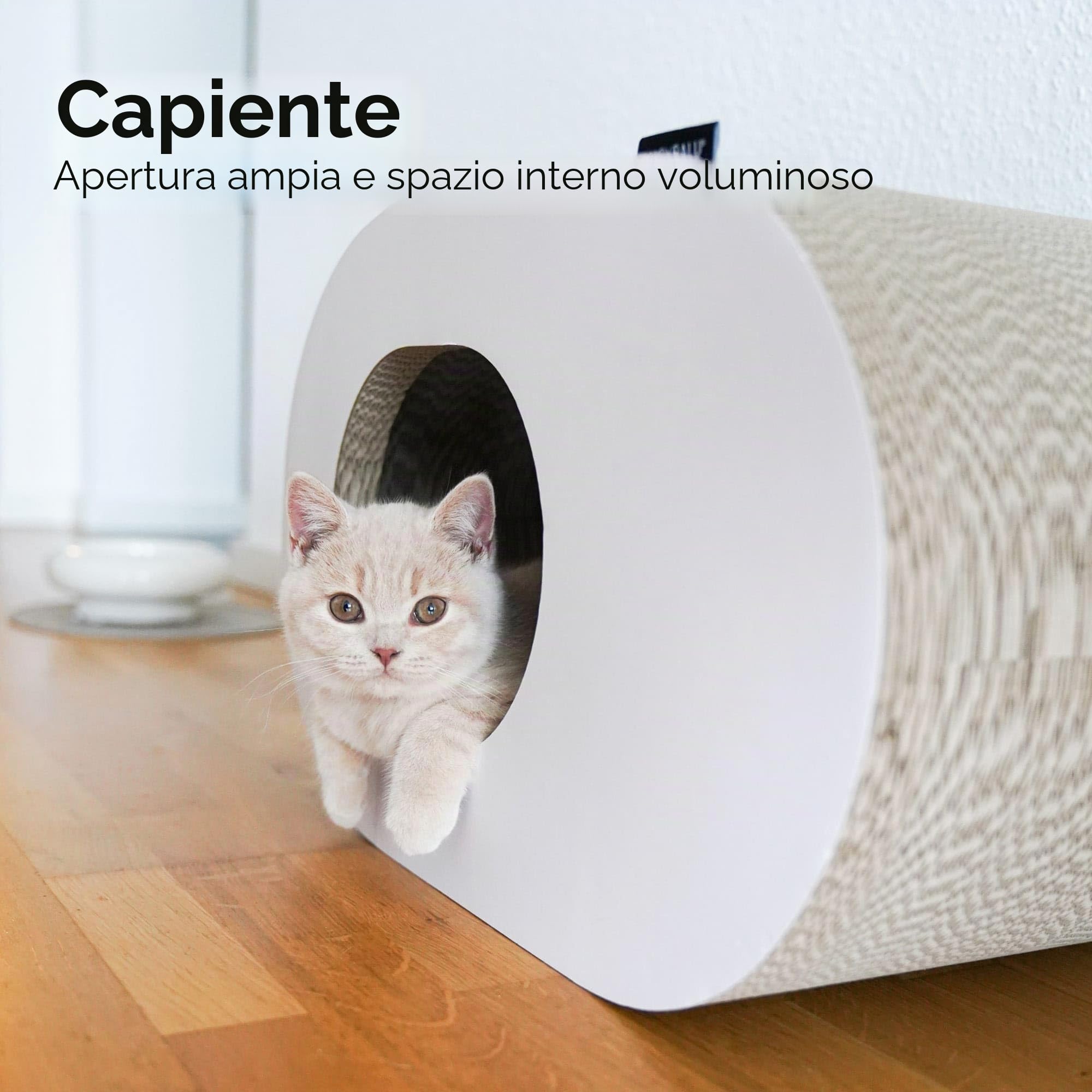 LucyBalu® Papercave Cuccia tiragraffi per gatti in cartone ondulato I Nero