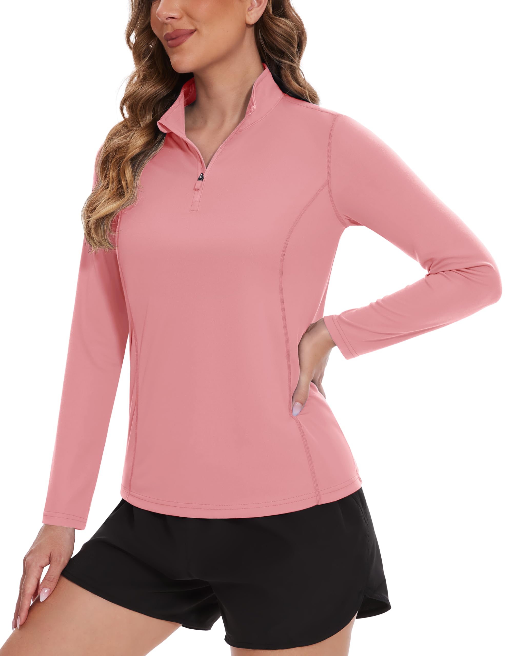 TACVASEN Women's Quarter Zip Pullover Golf Shirts UPF 50+ Long Sleeve Sun Shirts UV Protection Workout Tops