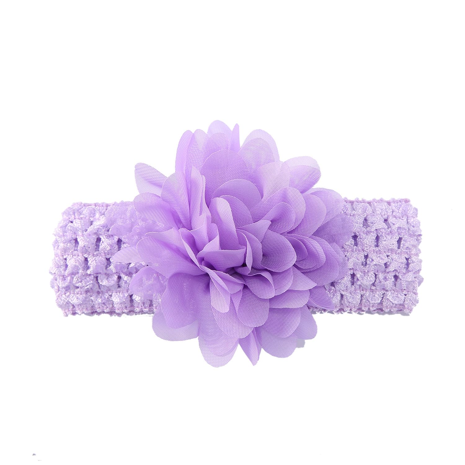 Pack of 2 Stretchy Hair Bands with Large Flowers, Baby Headband, Coloured Chiffon Headbands, Cute Headwear, Delicate Flowers, Hair Accessories, Headwraps for Babies, Newborns, Infants, Purple โ image 1