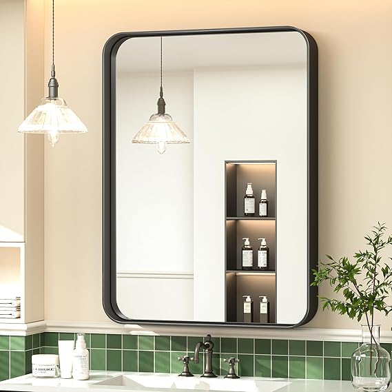 TokeShimi 24 x 30 Inch Black Mirror Wall Mirror for