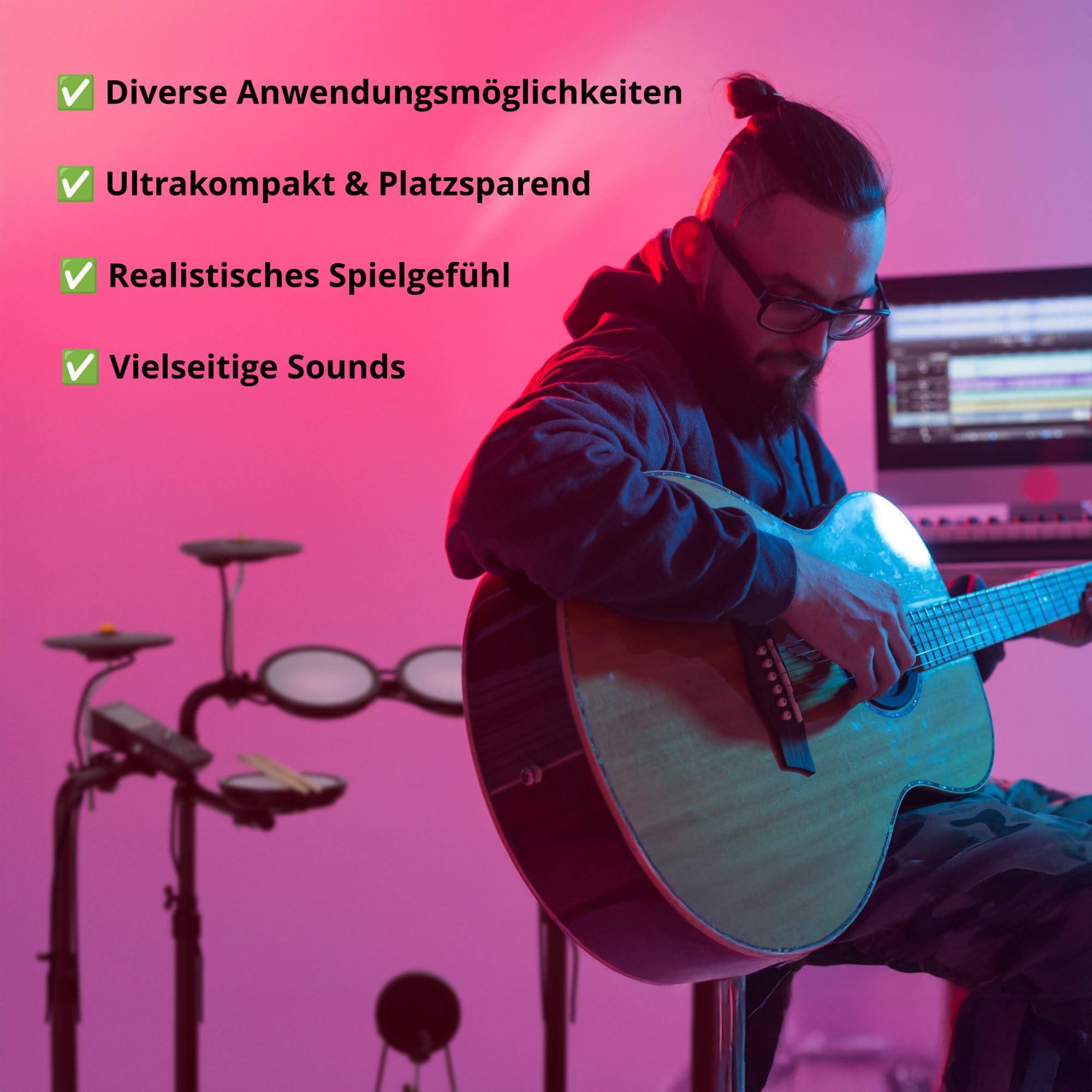 XDrum DD-250P E-Drum Kit - Elektronisches Schlagzeug mit Mesh Head- und Becken Pads, Kick-Pedal mit Pad, HiHat-Controller - Integrierter Bluetooth-Empfänger - Drumset inkl. Stimmschlüssel & Sticks