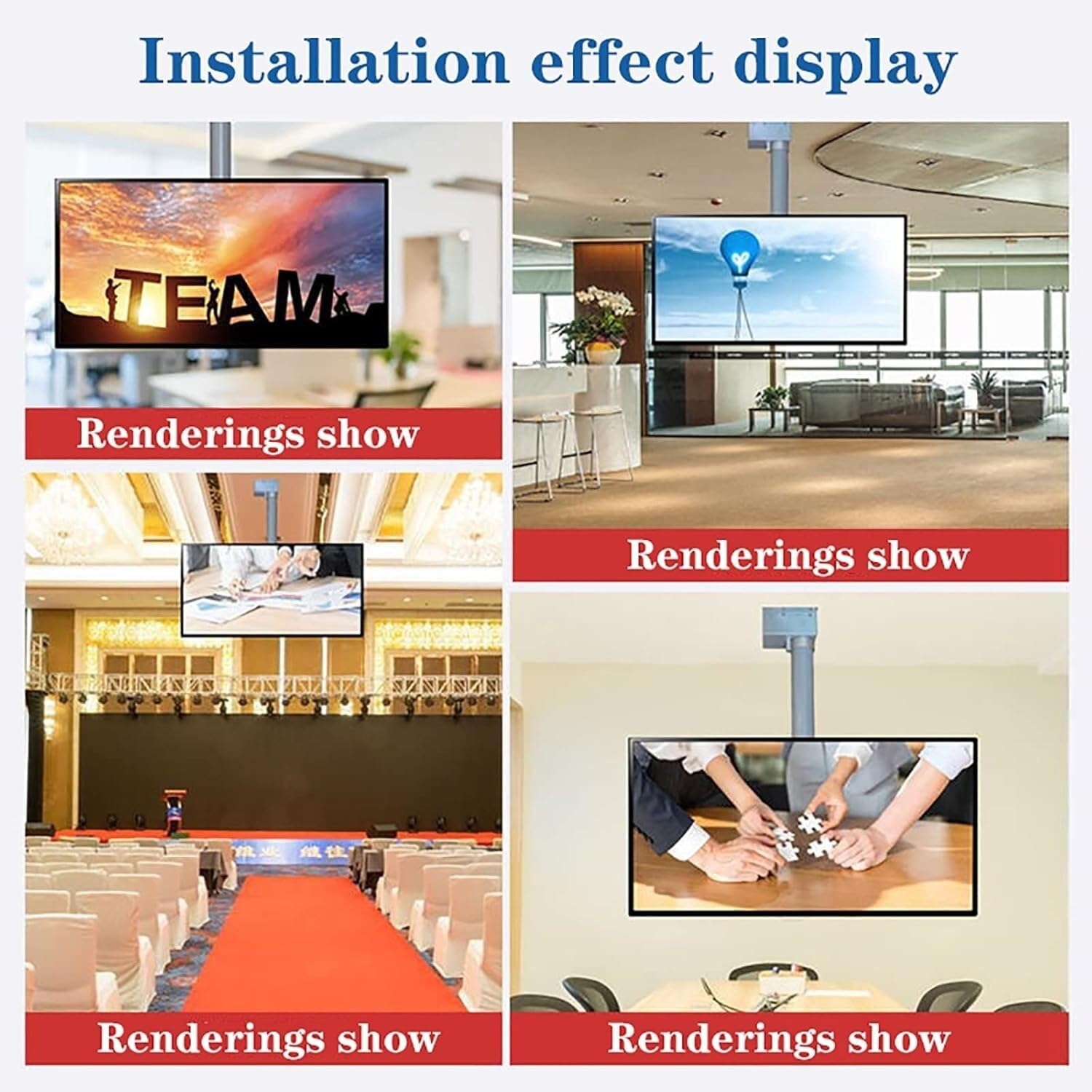 Soporte eléctrico de pared para TV con control remoto para pantallas LED de 66 a 190 cm, cubierta abatible de 90°, apto para techo de 700 mm