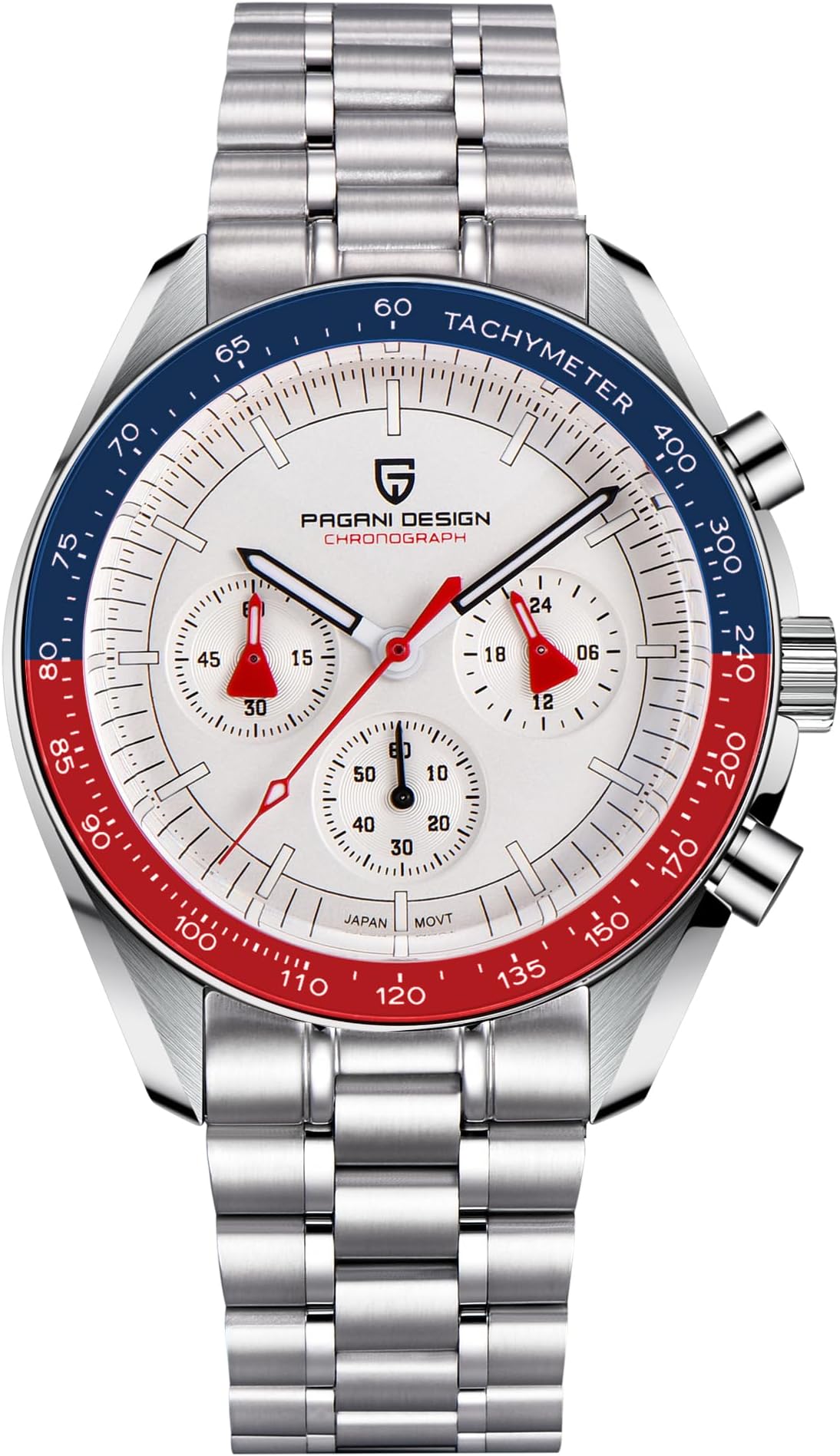 Pagani Design 1701 V3 Men's Chronograph Quartz Dial 40mm VK63 Movement Stainless Steel Mirror Sapphire Watch 100 Metre Water Resistant Sports Watch