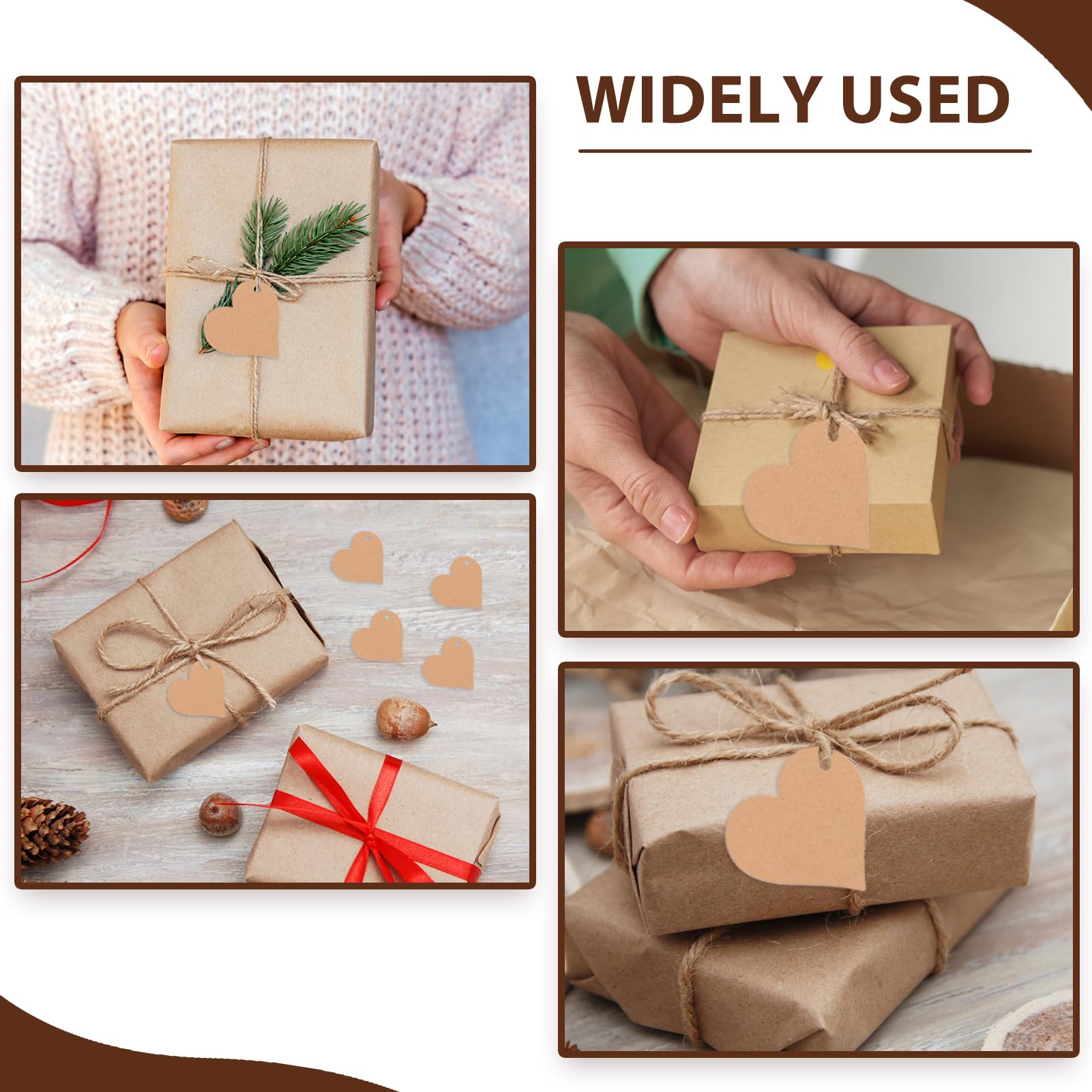 Bigliettini Bomboniere,50pcs Etichetta in Carta Kraft a Forma di Cuore e Spago da 10 M per l'Uso Come Souvenir di Nozze, Confezionamento di Regali, Realizzazione di Oggetti Artigianali ecc. (A:Giallo)