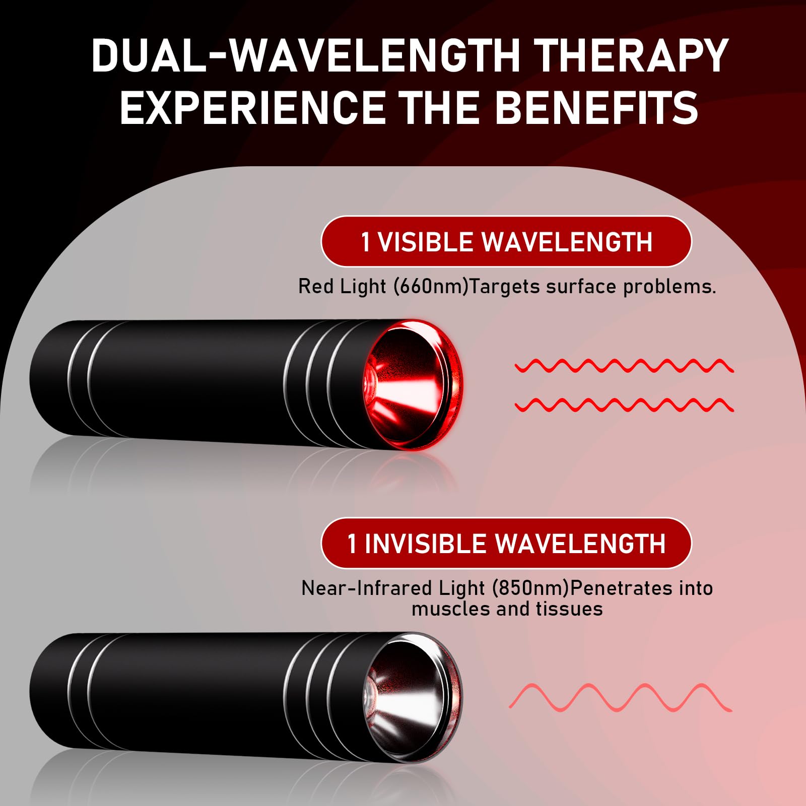 Infrared Red Light Therapy Device for Joint and Muscle, Portable Red Light Therapy Torch, Near Infrared Light for Body, Face, Neck, Back,Knee, 660nm 850nm LED Light Therapy Wand