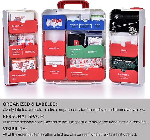 Miniatura 6 de Kit grande de primeros auxilios para negocios, caja de primeros auxilios de plástico montada en la pared, kit de primeros auxilios para estuche