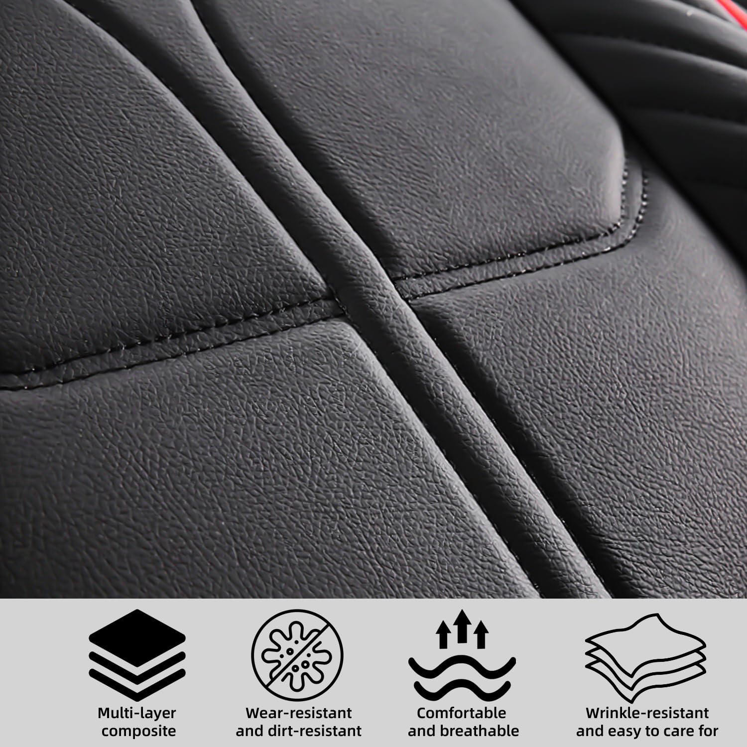 Green orange Leather Car Seat Covers Full Set Universal Fit for Most Cars,SUVs and Sedans, Fit for Jeep Wrangler Seat Covers 2007-2026, Waterproof, 5 Car Seat Protectors, Front and Rear,Black Red