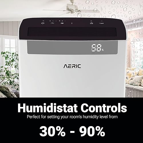 Miniatura 8 de Aeric Deshumidificador portátil de 50 pintas para el hogar, absorbente de humedad para sótano, garaje, sala de estar y habitaciones extra grandes de