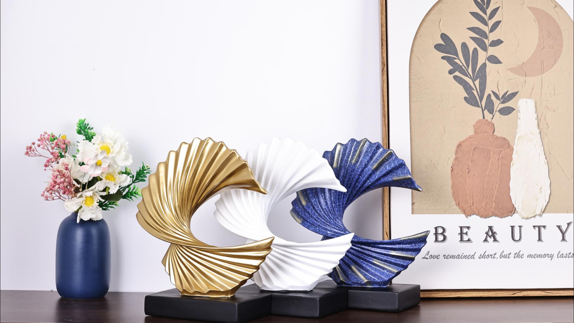 Escultura de Onda Blanca Moderna para Decoración miniatura 7