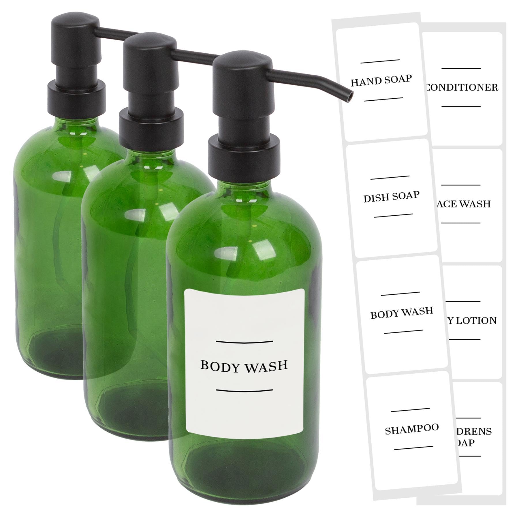 Harbour Housewares Glass Soap Dispenser - 500ml - Green