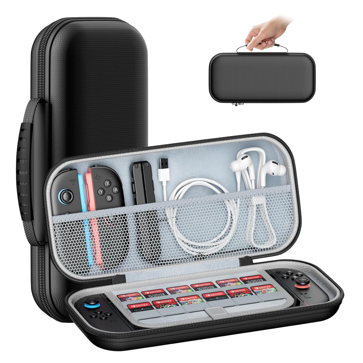 WEOTOO Carrying Case for Nintendo Switch 2 (2025), Hard Shell Travel Case with 12 Game Card Slots, Portable Protective Storage Pouch for Switch 2 and Accessories – Black