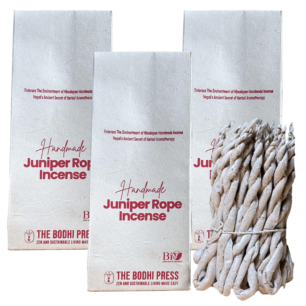 The Bodhi Press Herbal Healing Juniper Rope Blend for Aromatherapy, Meditation | 100% Organic Scented Ropes, Handmade Himalayan Herbal Threads – 4