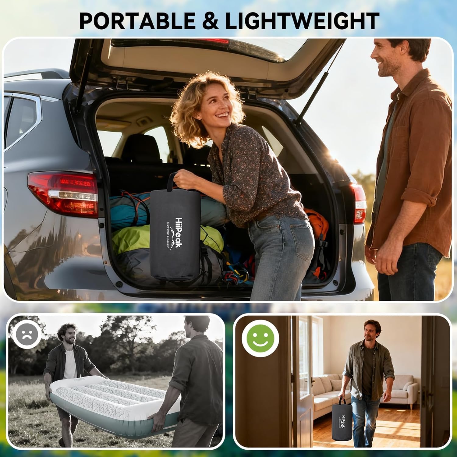 HiiPeak TPU Luftbett für 1 Person mit integrierter elektrischer Pumpe – Selbstaufblasende Luftmatratze bis 300 kg