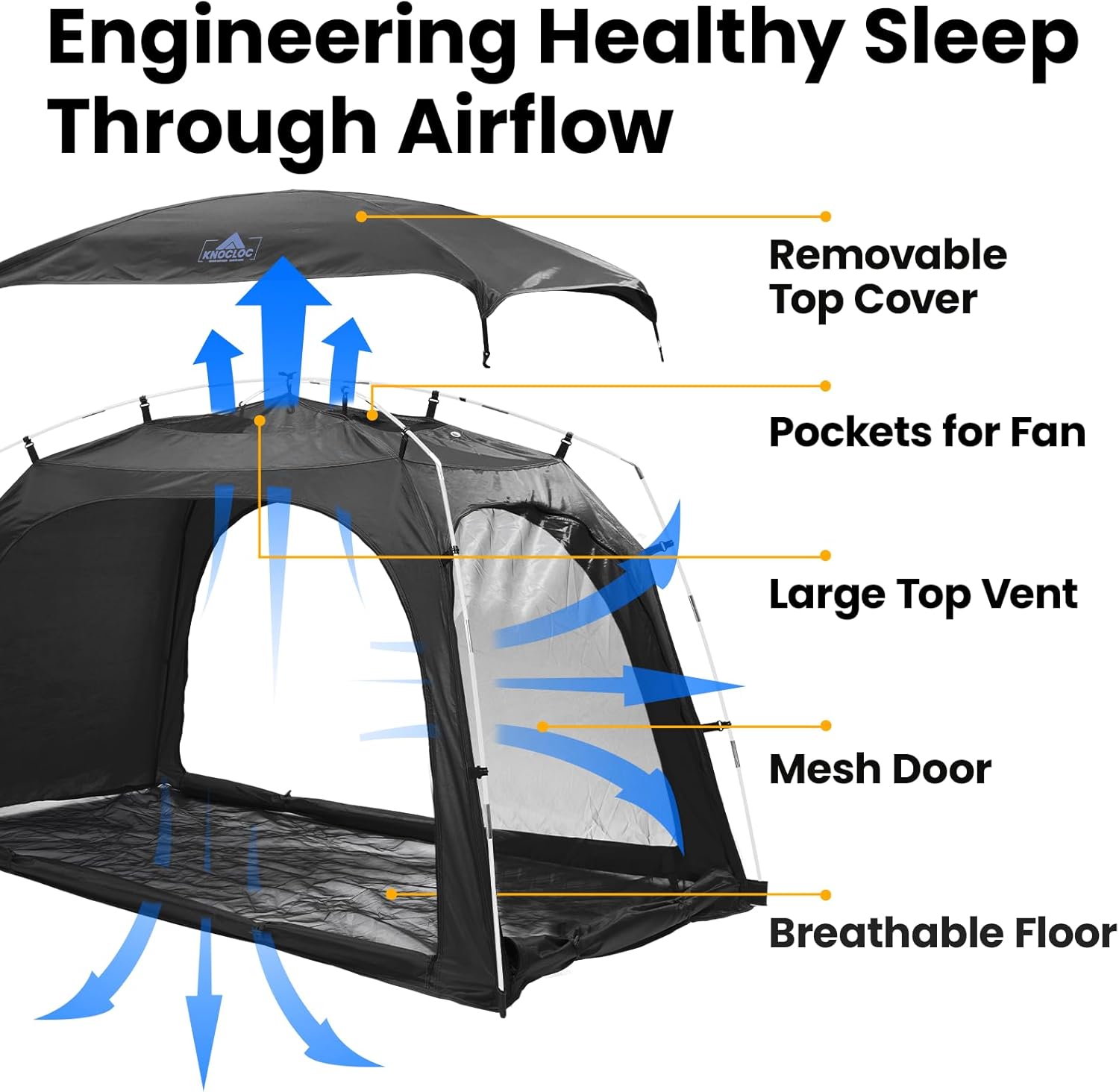 Blackout Twin Bed Tent, CPC Certified Sensory Bed Tent, for Healthier Sleep with Top Vents, Breathable Floor, Built-in Fan Pocket, for Autism Kids & Adults, Anxiety, Long Term Use Design