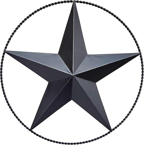 Decoración de pared de estrella de granero negra de 12.4 pulgadas, estrellas de metal para exteriores o interiores, decoración de pared de casa de