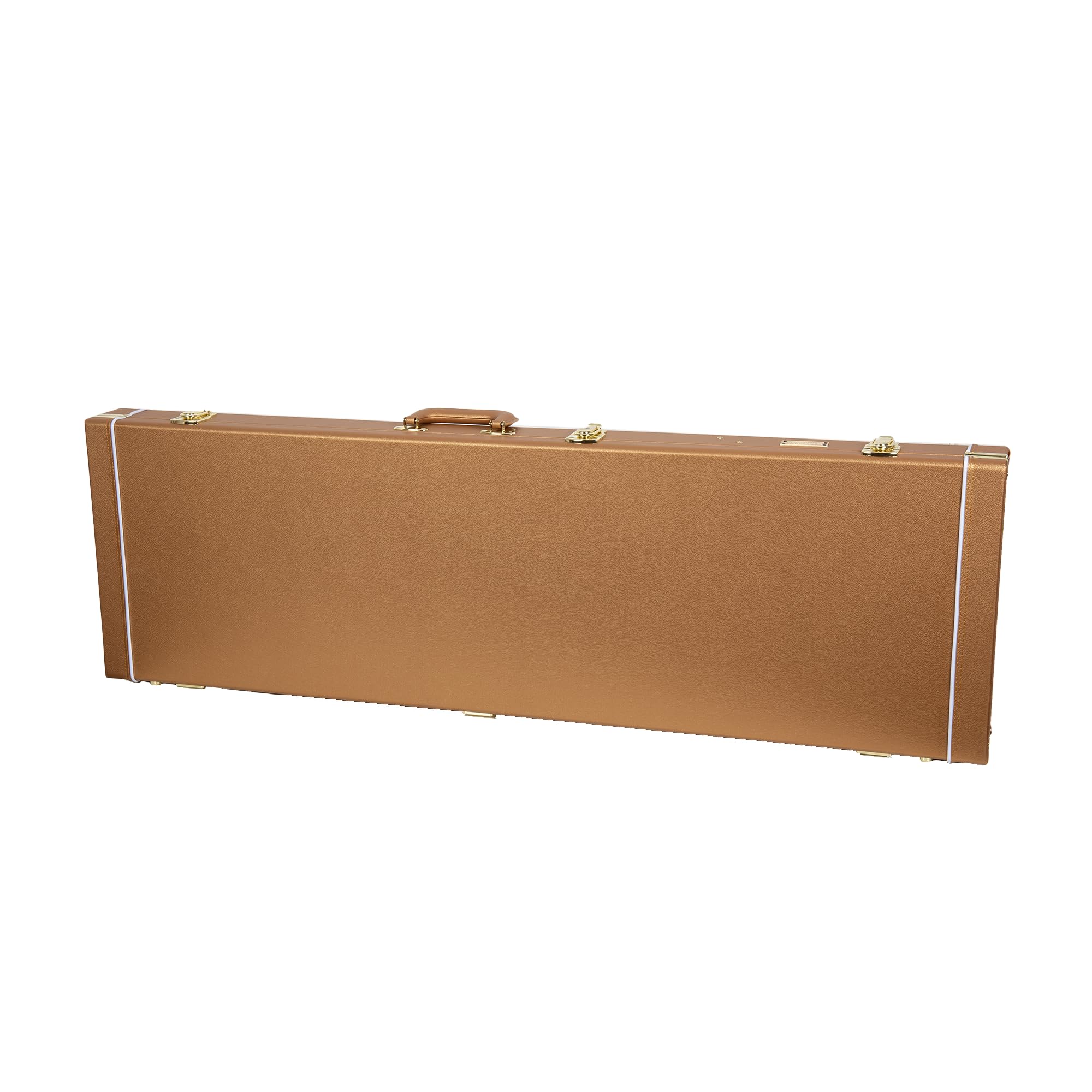Crossrock rechteckiger Holzkoffer für Stratocaster & Telecaster | Luxusgold Kunstleder, Bordeaux Samt, Schloss – Designer Series (CRW520ELG)