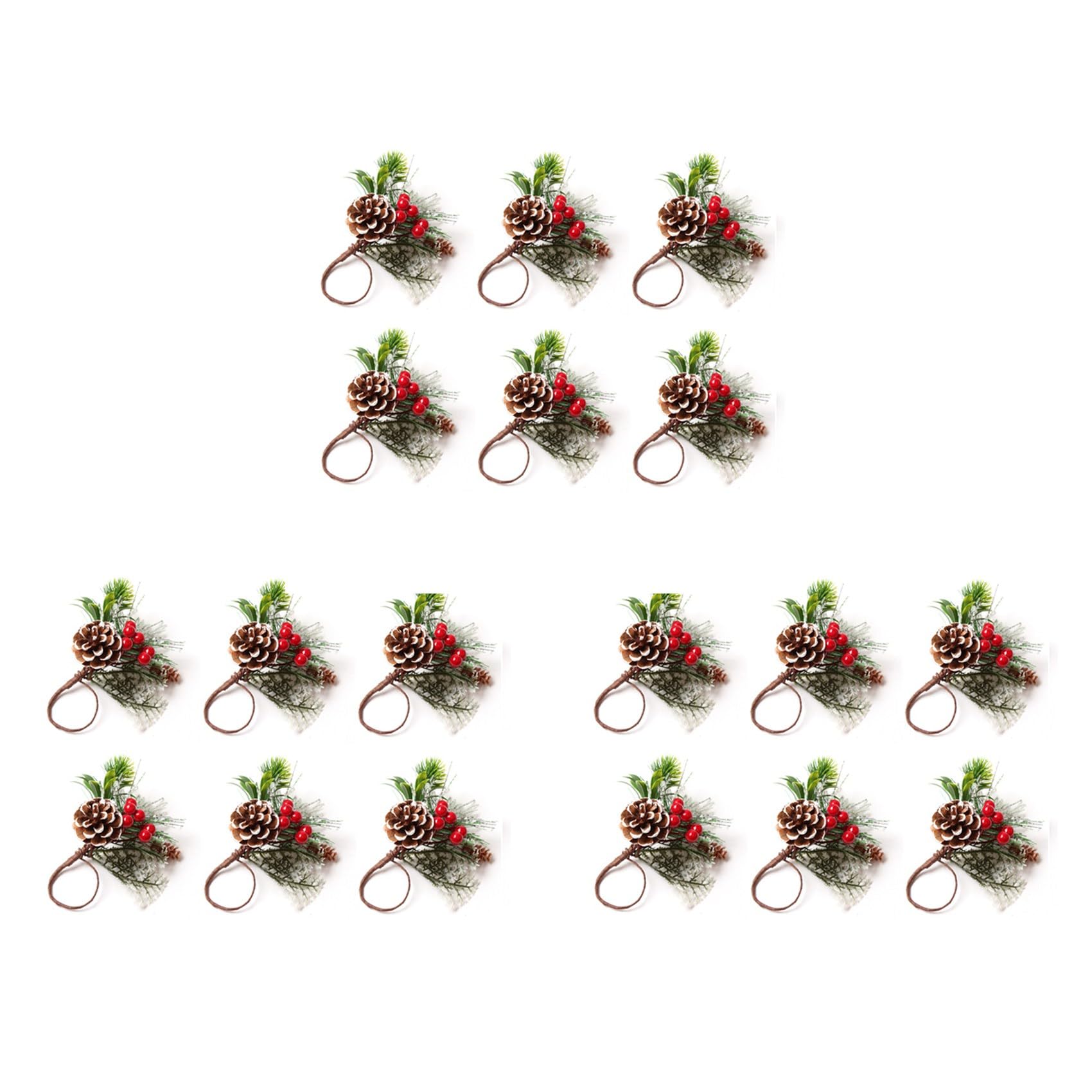 Hndhbfgrt Napkin Rings Set of 18 Pine Needle Berries Christmas Thanksgiving Holiday Rustic Farmhouse Napkin Rings Holders