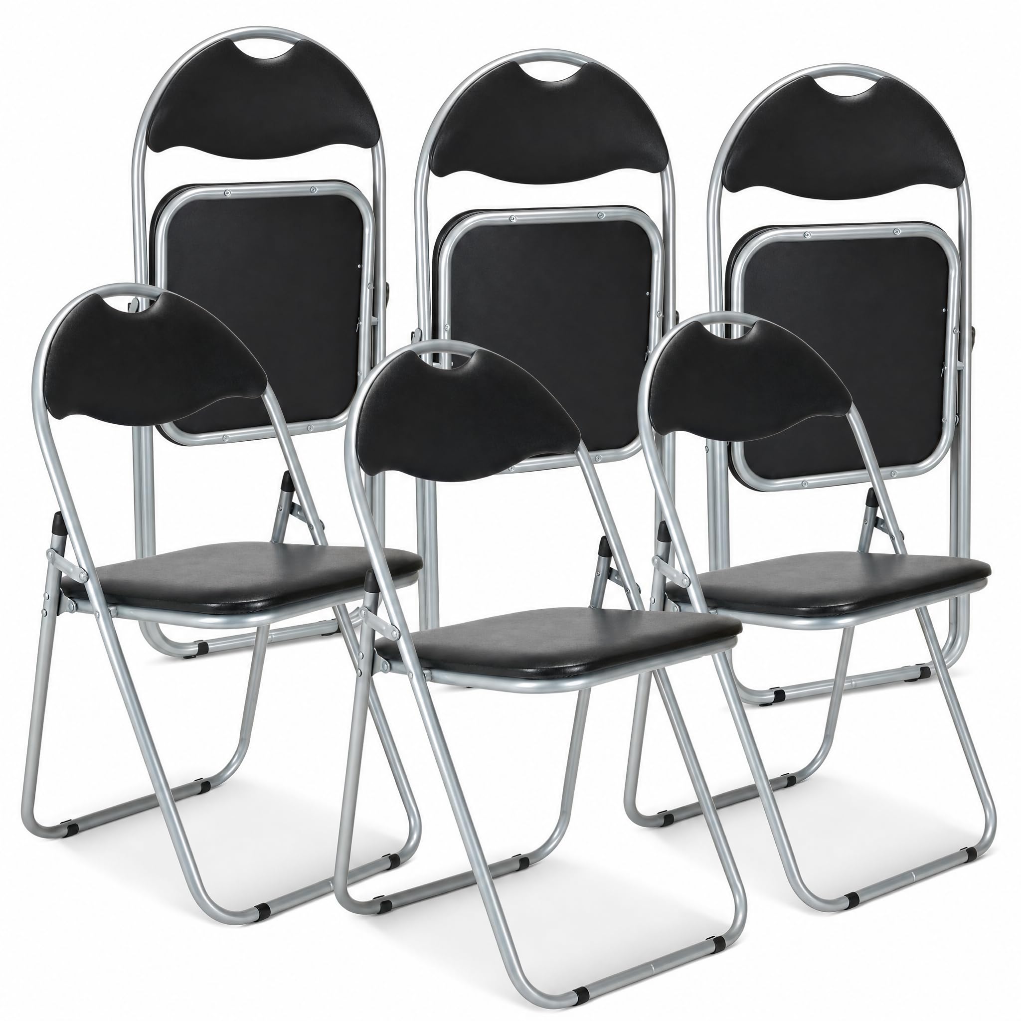 Bravich Candy Folding Chair, Set of 6 - Padded Foldable Dining Chairs with Steel Frames, Hold 100kg Each, Fold Flat for Compact Storage, Lightweight - Black — image 1