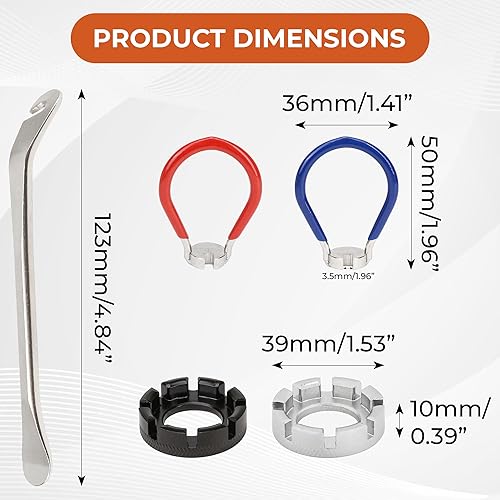 Miniatura 2 de Llave de radios para bicicleta, herramienta de bicicleta para ajuste de llantas, kit de mantenimiento ideal con palanca de neumáticos, reparación