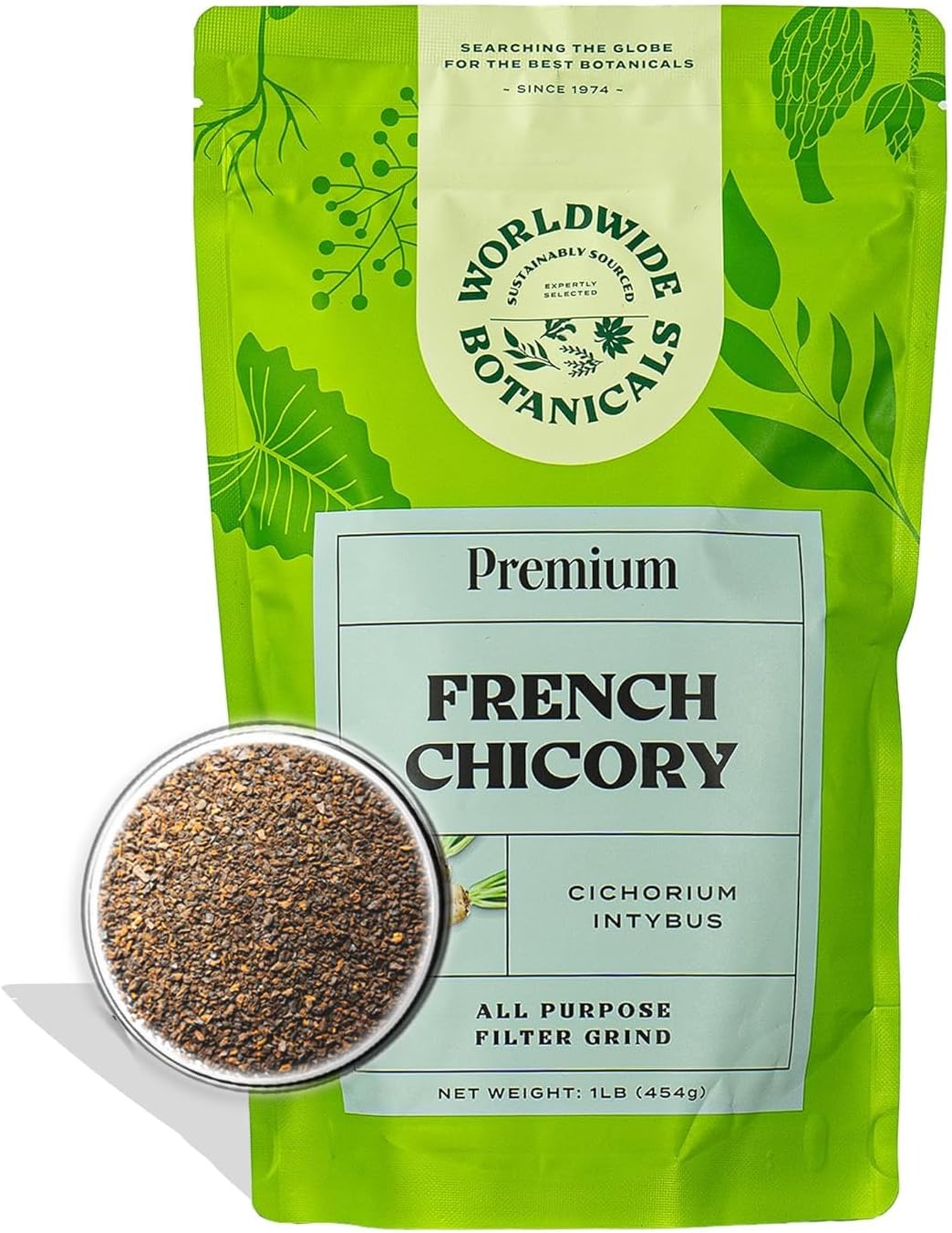 Worldwide Botanicals French Chicory Root, 1 Pound - Brew Like Coffee, Blend Roasted Chicory Root With Coffee, Prebiotic, Acid Free, Caffeine Free, Kosher