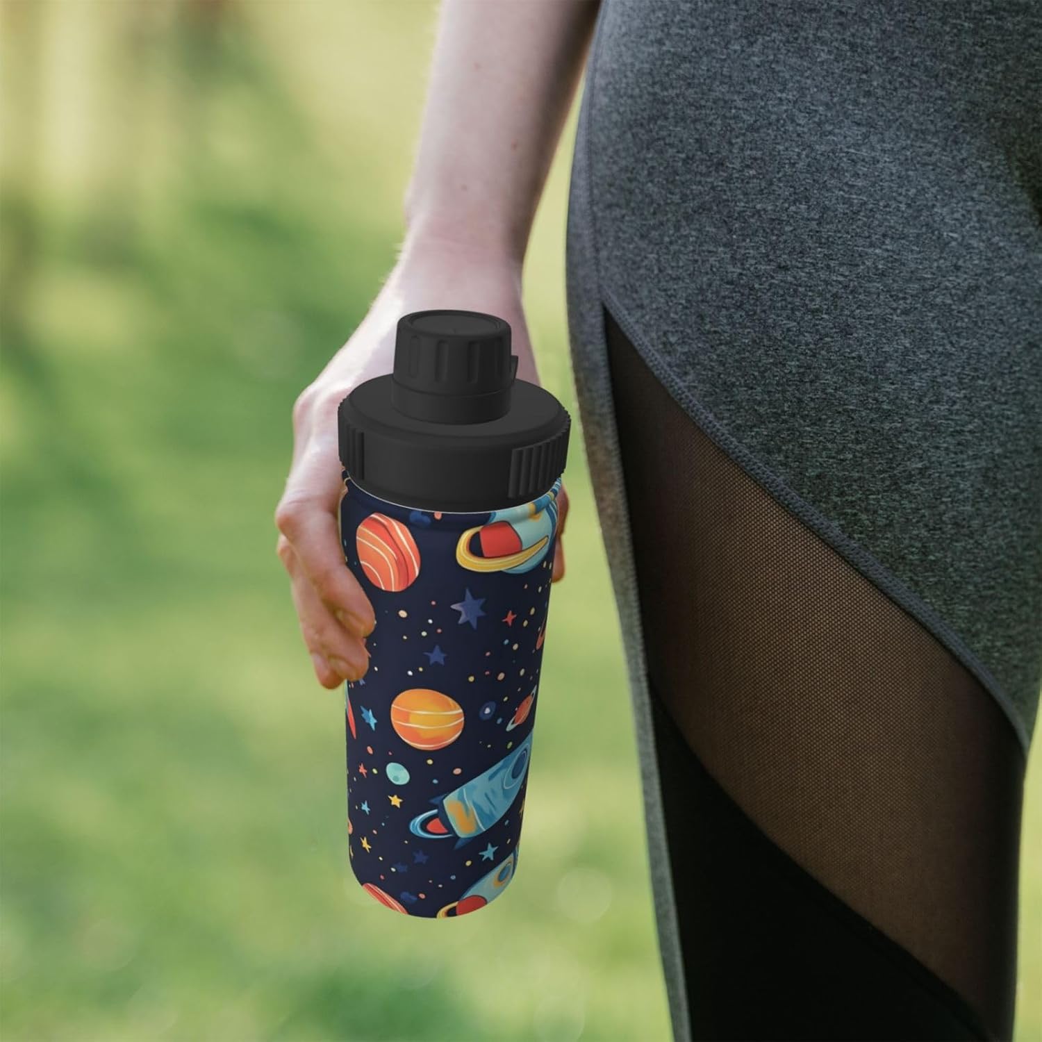 Space Cartoon Sports Water Bottles Stainless Steel 18OZ for Outdoor Sport Travel Gym