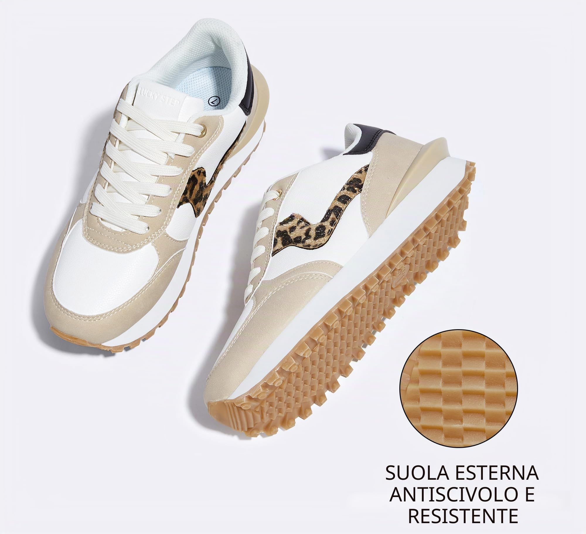 LUCKY STEP Scarpe da ginnastica da donna, alla moda, da tennis, retrò, da camminata, casual, eleganti, durevoli, deluxe, da skate