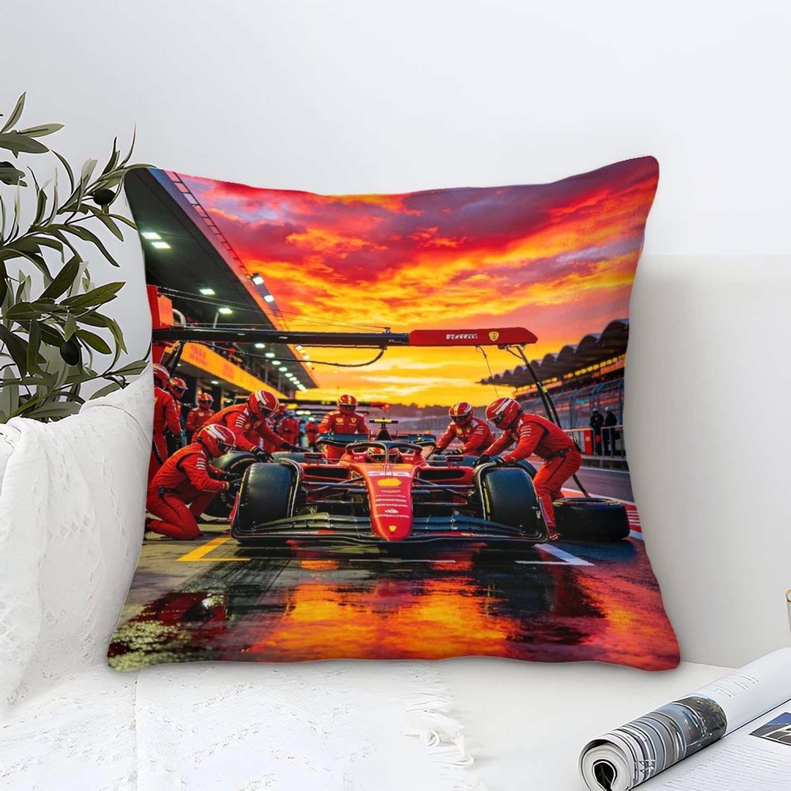 Xiaopangxy Formulaa Racing-6 Formulaa Racing Themed Microfiber Cushion Cover, 40X40cm Pit Stop Decorative Square Throw Pillow Case For Couch Livingroom Sofa Bed
