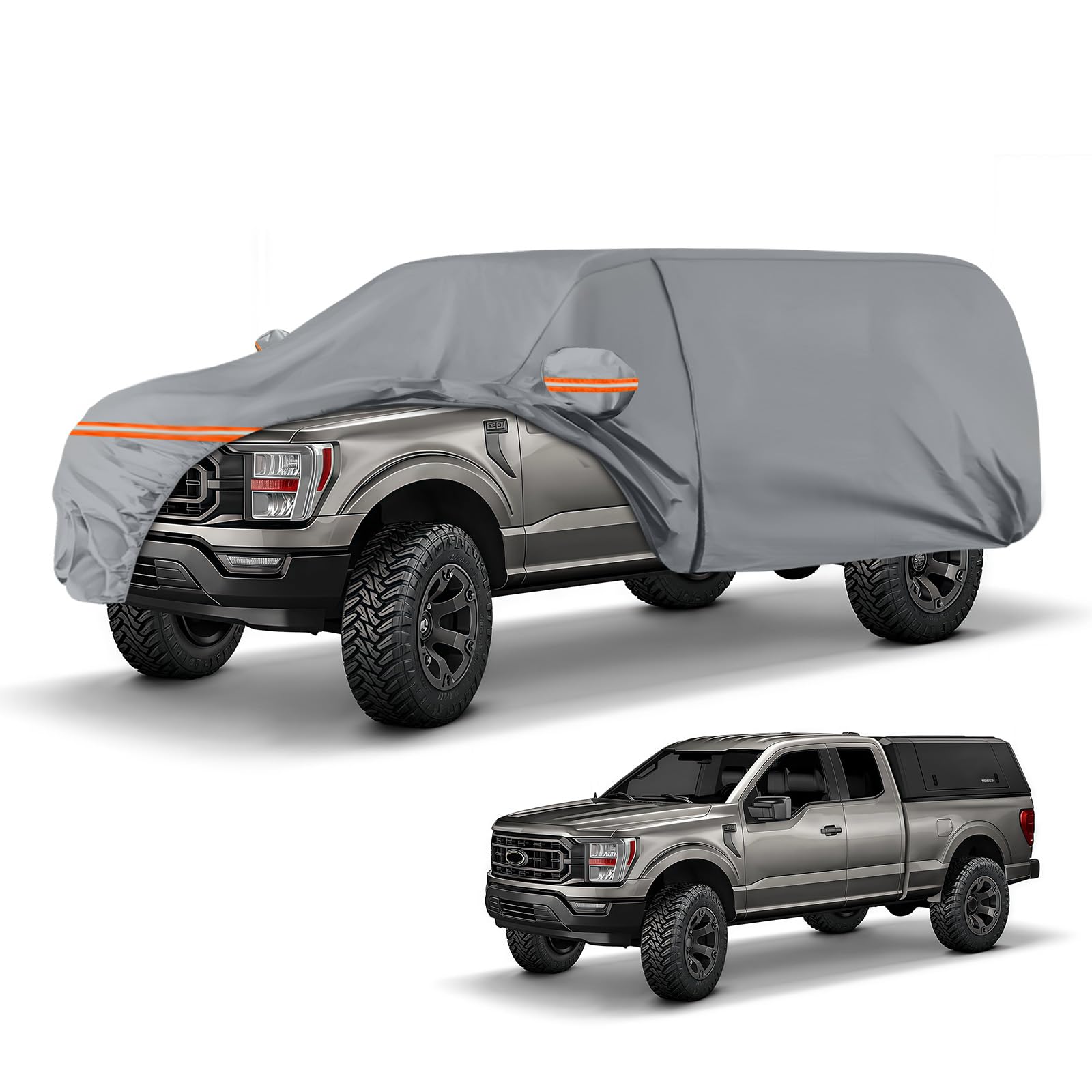 Wodoodporny pokrowiec na ciężarówkę z osłoną kampera, zamiennik do Ford F-Series, Chevy Silverado, Dodge Ram, CrewCab 5,5/5,7/1,8 m, wytrzymały pokrowiec na ciężarówkę z zamkiem błyskawicznym do drzwi