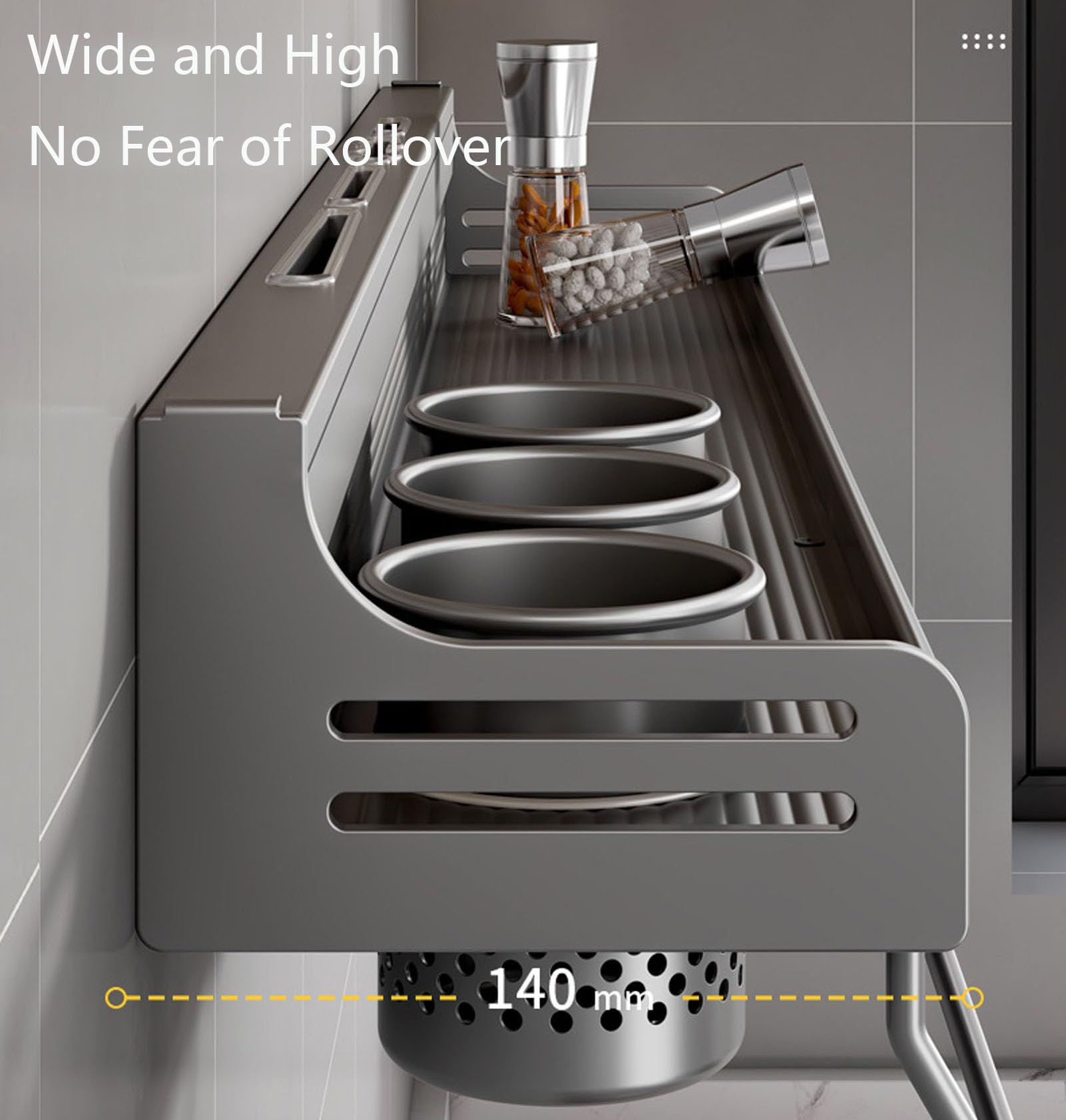 Organizador de especias – Solución de almacenamiento montado en la pared para armarios de cocina, no requiere taladrar, ideal para condimentos y organización de condimentos