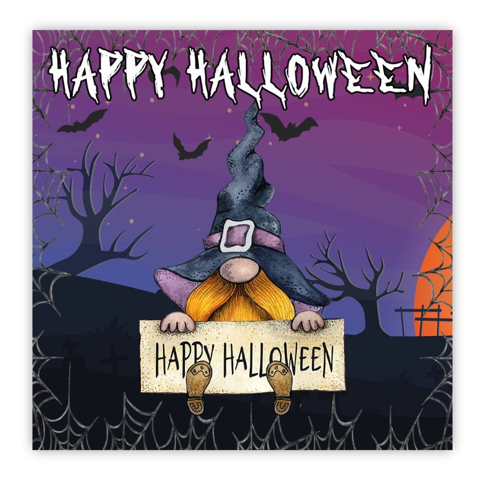 Panneau en bois Happy Halloween minimaliste avec citrouille et fantôme suspendu