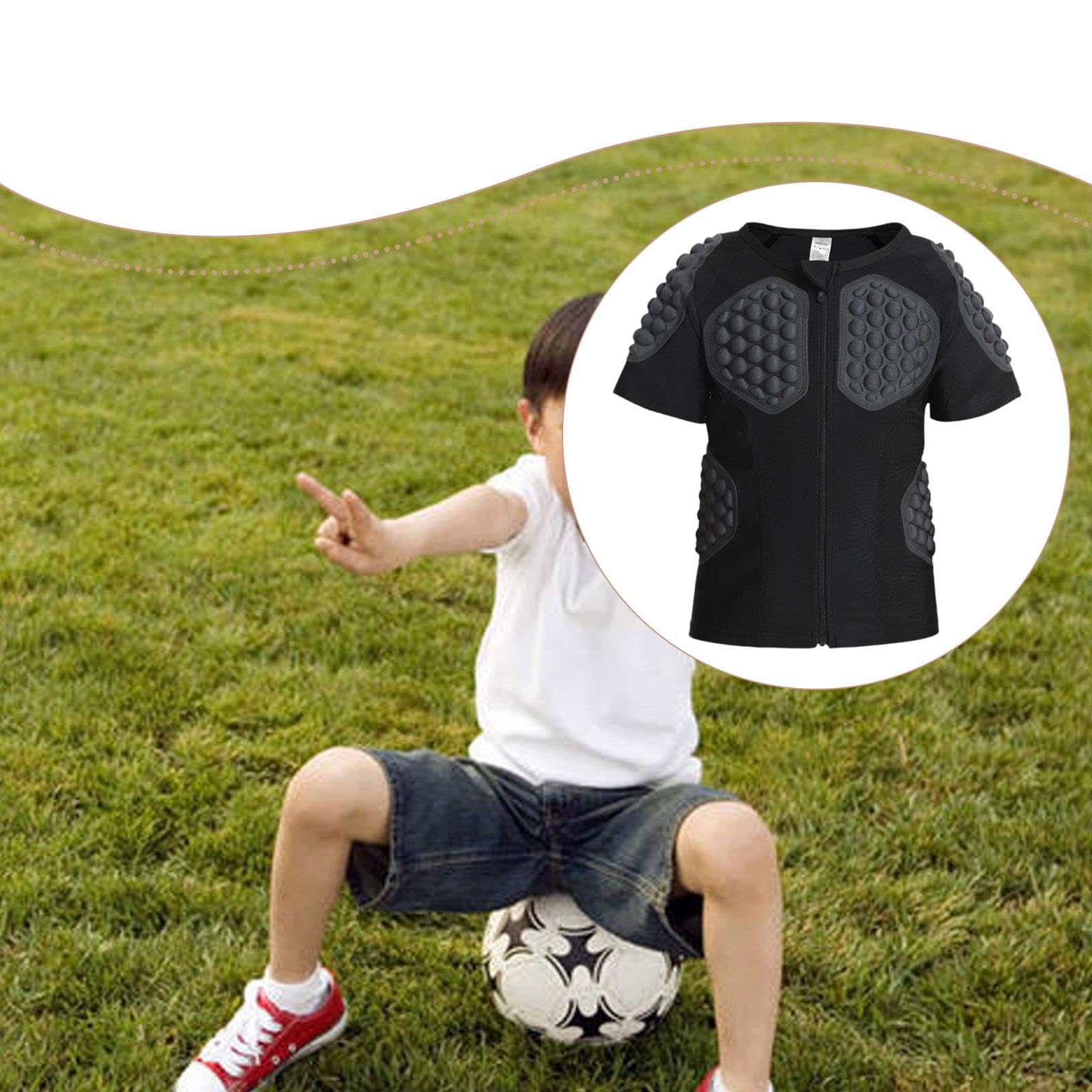 Camiseta Deportiva Acolchada Niños Protección Impacto Compresión EVA Transpirable Función Zipper Adecuada para Entrenamiento Rugby Baloncesto Ciclismo
