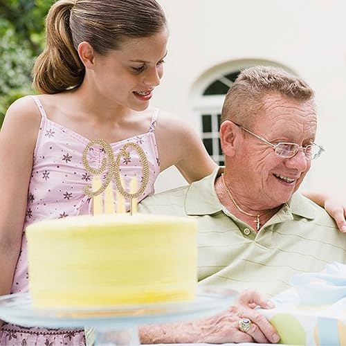 Miniatura 4 de Honbay Decoración para pastel de 90 cumpleaños con diamantes de imitación de aleación brillante para decoración de pastel de cumpleaños 90 o fiesta