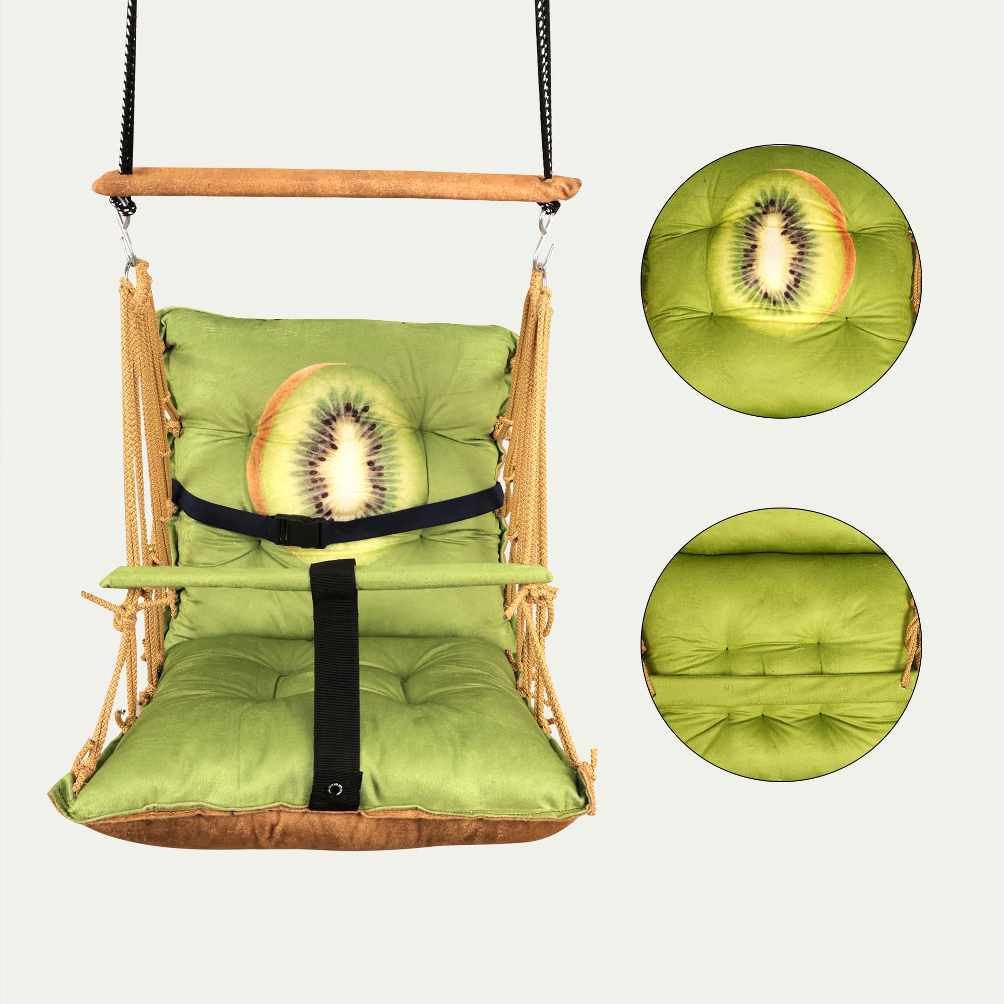 Boffle Cotton Baby Swing for Kids Children Folding and Washable, Child Gift Soft Jhula with Safety Belt Easy to Carry Safety Lock Cradle Chair, Jhula for Babies, Home Garden Hall, oonjel 4