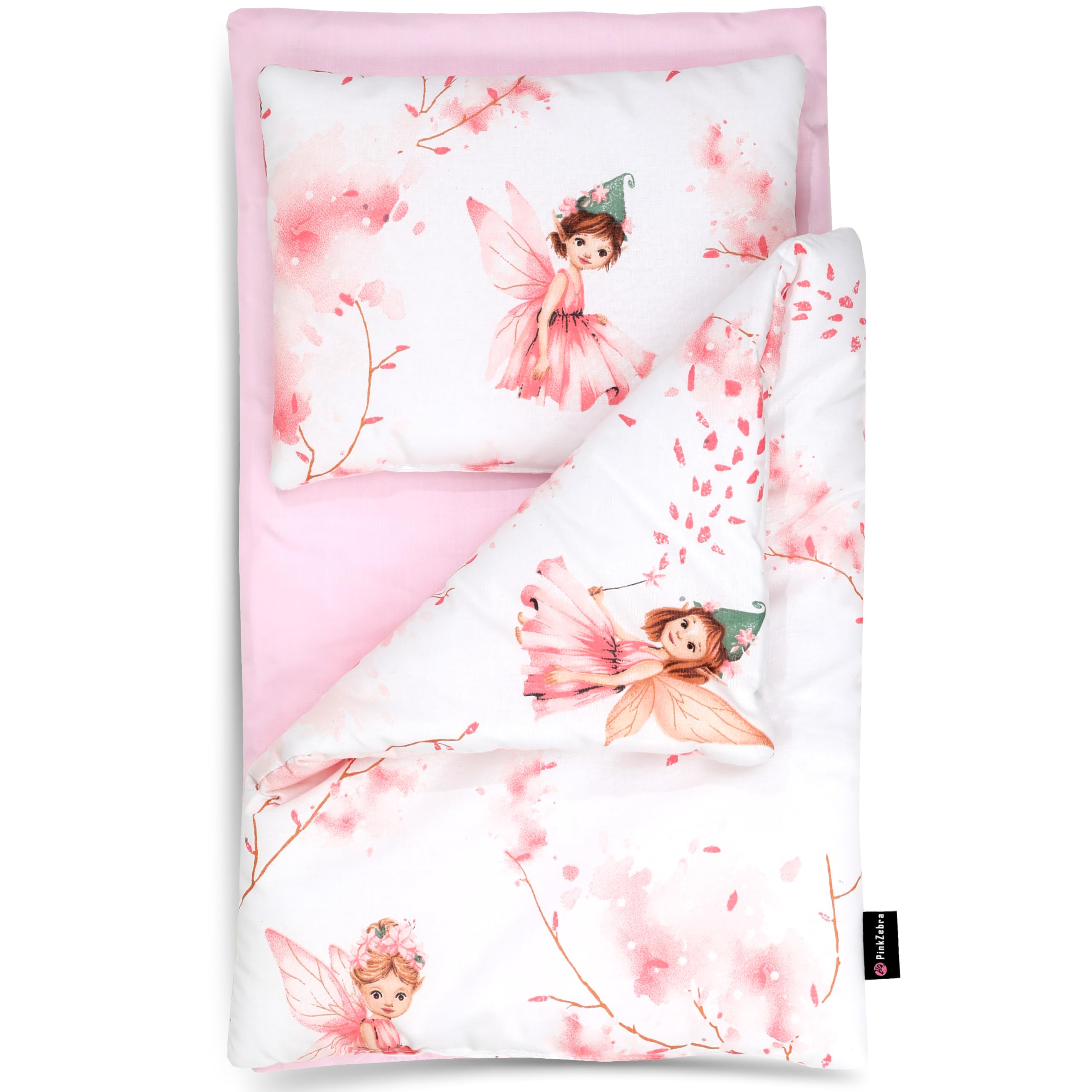 PinkZebra Lot de 3 parures de lit pour poupée - 3 pièces - Couverture oreiller matelas - En coton - Pour poupées jusqu'à 43 cm - Certifié Öko-Tex Standard 100