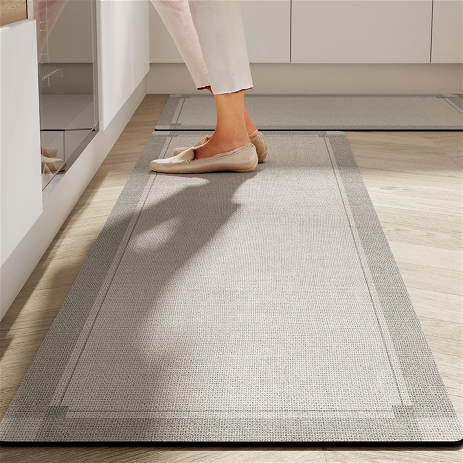 Highdi Quick Drying Kitchen Rug, Water Absorbent Kitchen Mat Door Mat, Non Slip Kitchen Mats Scrubbable Kitchen Rugs, for Entryway,Laundry Room,Bathroom,Hallways (40x60cm,Gray)