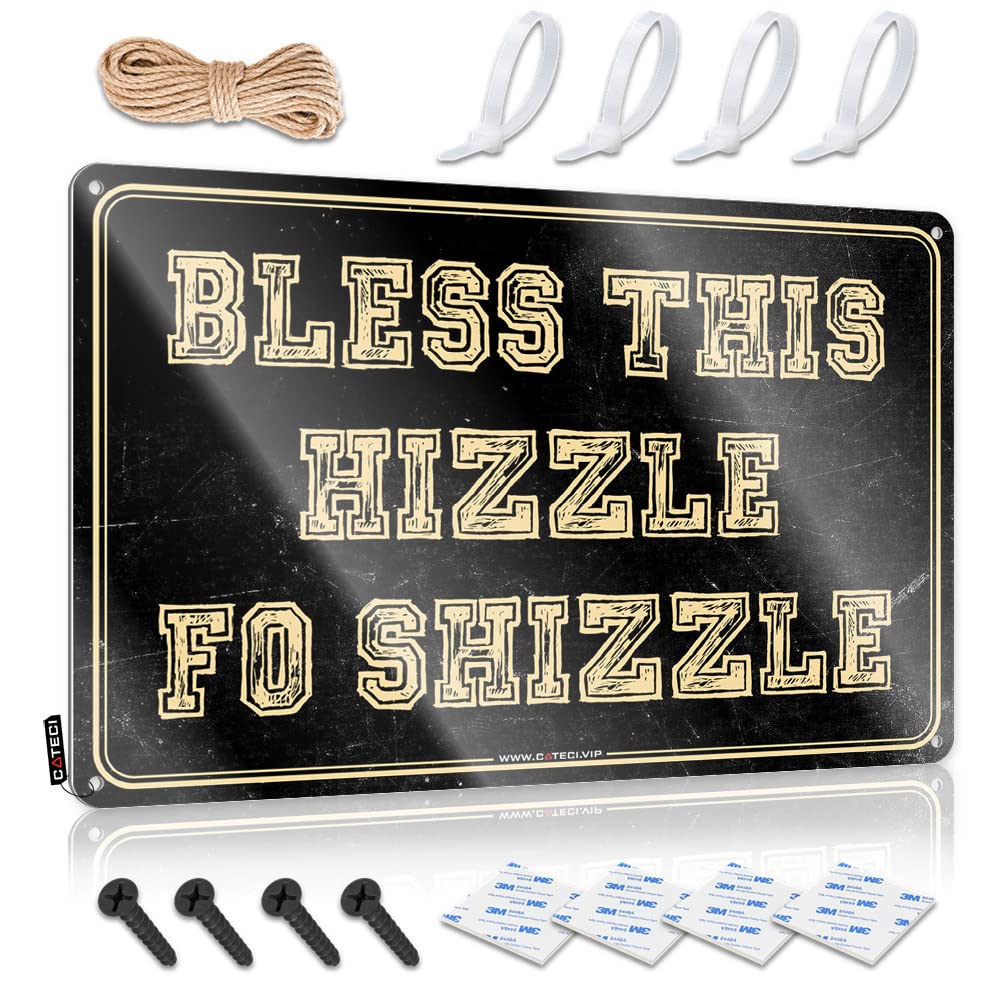 Personalized Metal Signs For Outdoors Bless This Hizzle Fo Shizzle Sign Bar Signs For Home Bar Funny Funny Sign Decor(20X30CM)