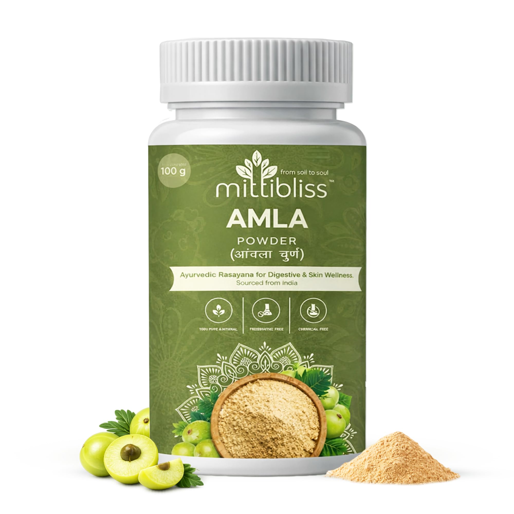 100% Pure Indian Amla Powder | Natural Vitamin C Source | Chemical-Free Ayurvedic Amla Powder for Hair Care, Skin Care & Daily Wellness Gooseberry Powder