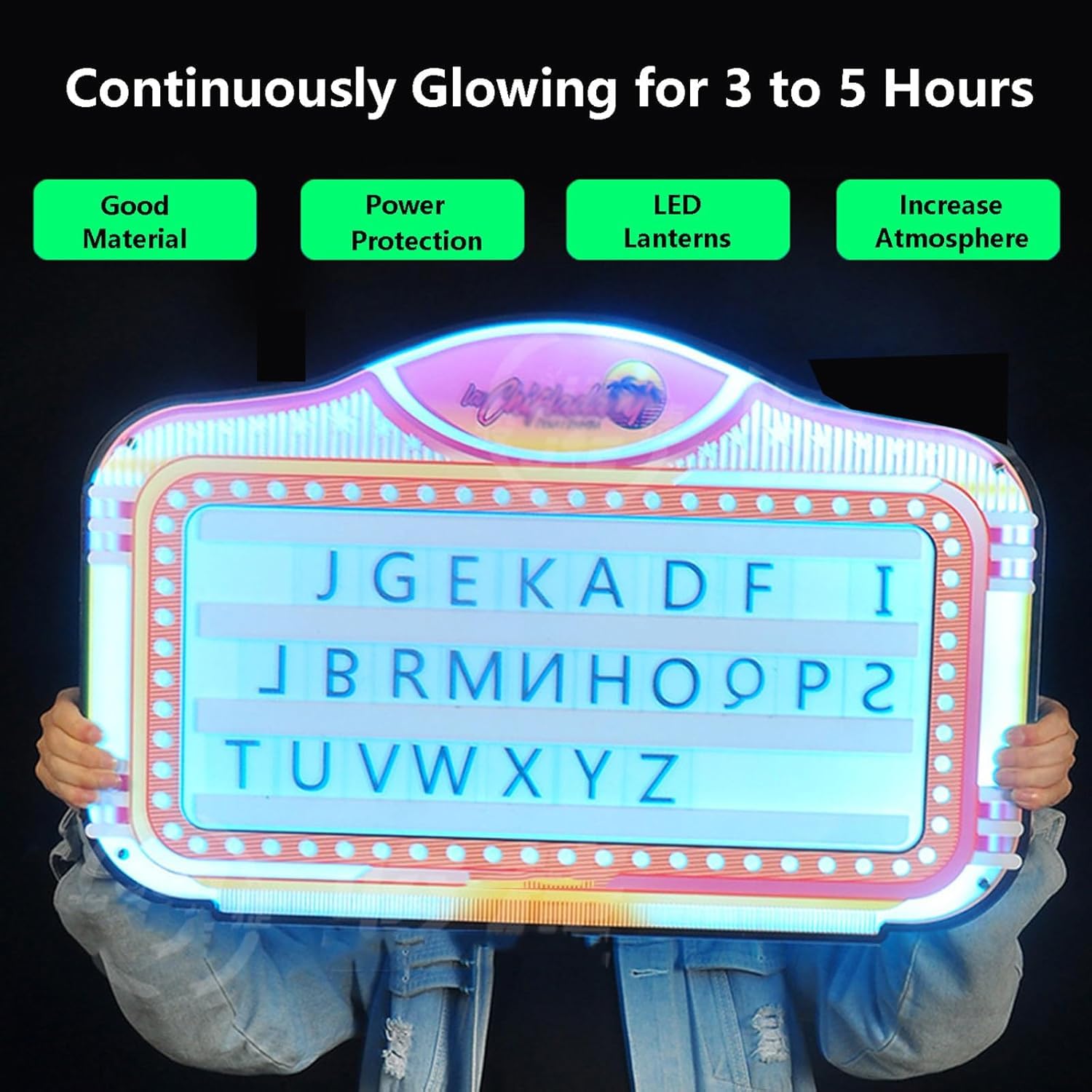 DARZYS Bottle Service Sign, LED Letter Bottle Presenter, Light Sign with Letters, LED Lighted Display Message Letters Board Marquee Sign, Bottle Presenter for Night Club