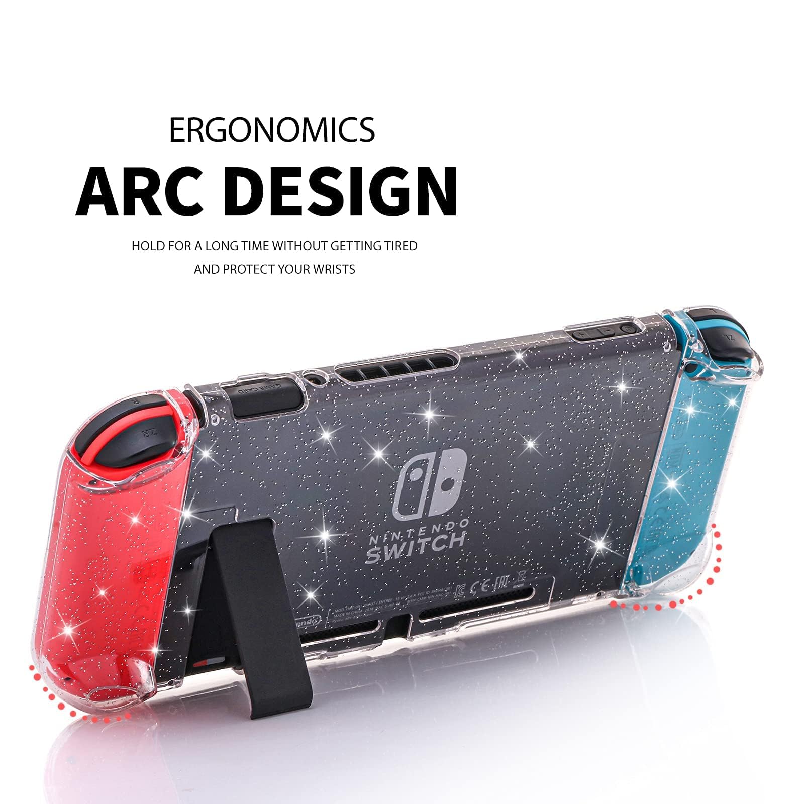 Switch Glitzer Hülle, Switch Schutzhülle mit Panzerglas Schutzfolie und Daumengriffkappen