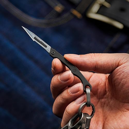 Vista 34 de KeyUnity KK07 - Cuchilla de precisión para manualidades, mango de titanio, mini herramienta de corte para manualidades, proyectos de bricolaje