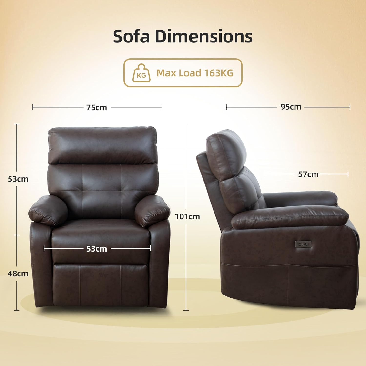 Massage Chair Recliner with Heat,Manual Recliner Chair for Adults,Lazy Boy Recliner Chair with Cup Holder,2 Pockets,Adjustable Backrest,Footrest,Oversized,Heavy Duty (Dark Brown)