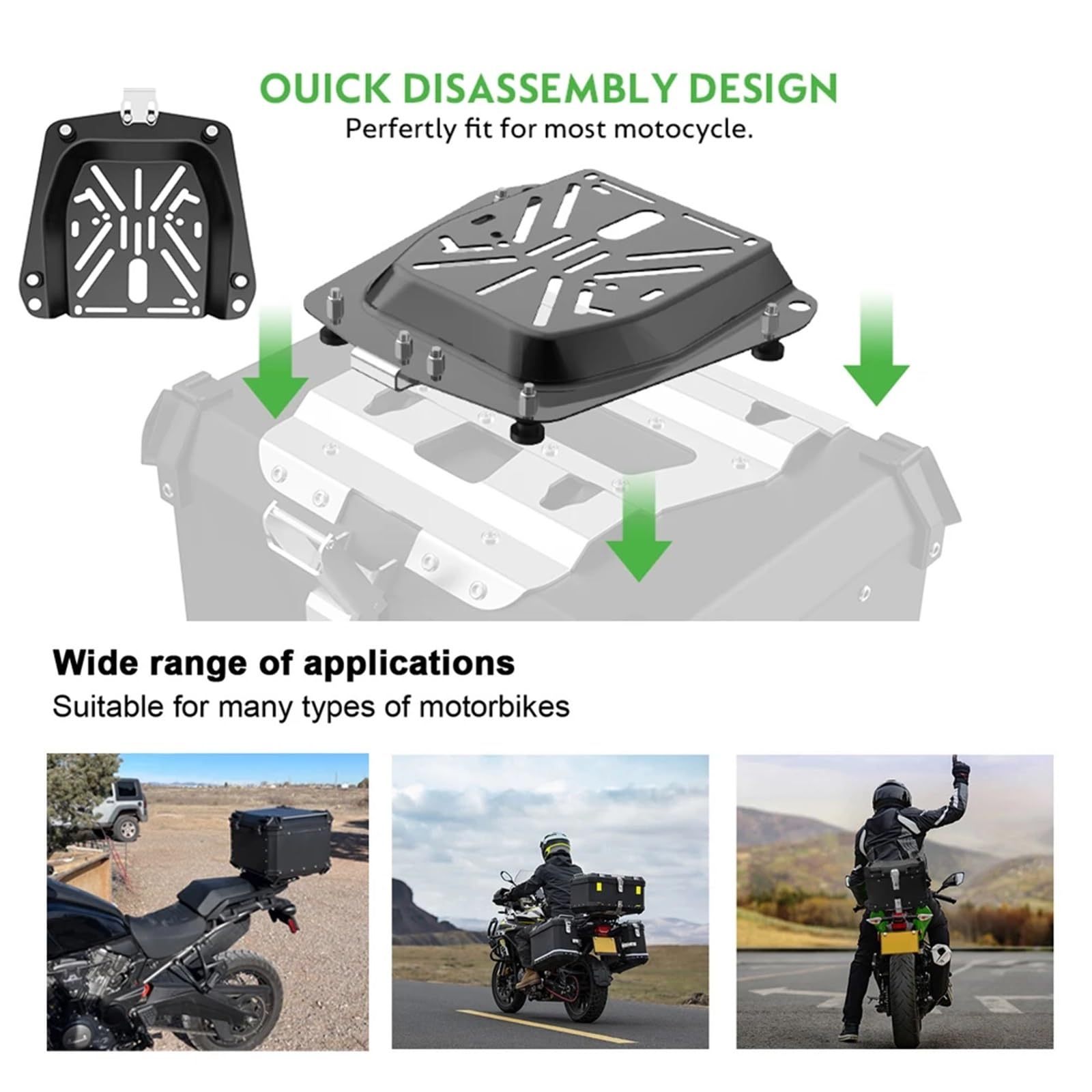 motocyklowyTopcase 2024 Pasuje do VOGE DS525X Valico 525 DSX 650D 900DS ADV CNC Aluminium Motocykl Kask Box Bagażnik Górny Skrzynia Podróżna bagażnika motocykla(65L Black with X)