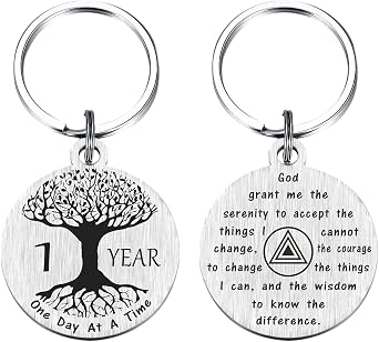 TANWIH Sobriety Gifts for Women Men - Recovery Gifts - Inspirational Tree of Life Keychain - Sobriety & Recovery AA NA Gifts