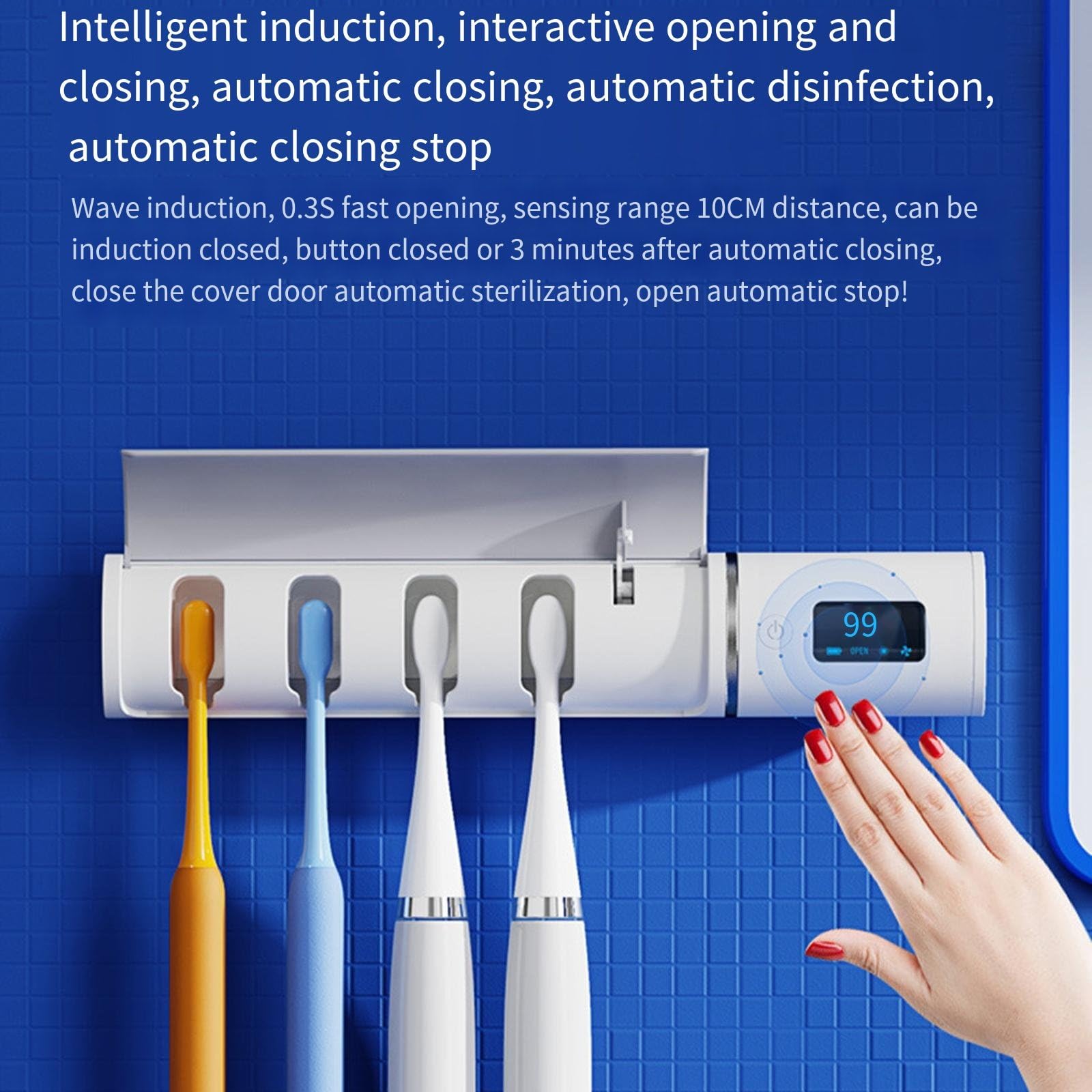 Soportes para cepillos de dientes para baño, Sensor inteligente, apertura automática, esterilización ultravioleta UV, soporte para cepillos de dientes sin perforación