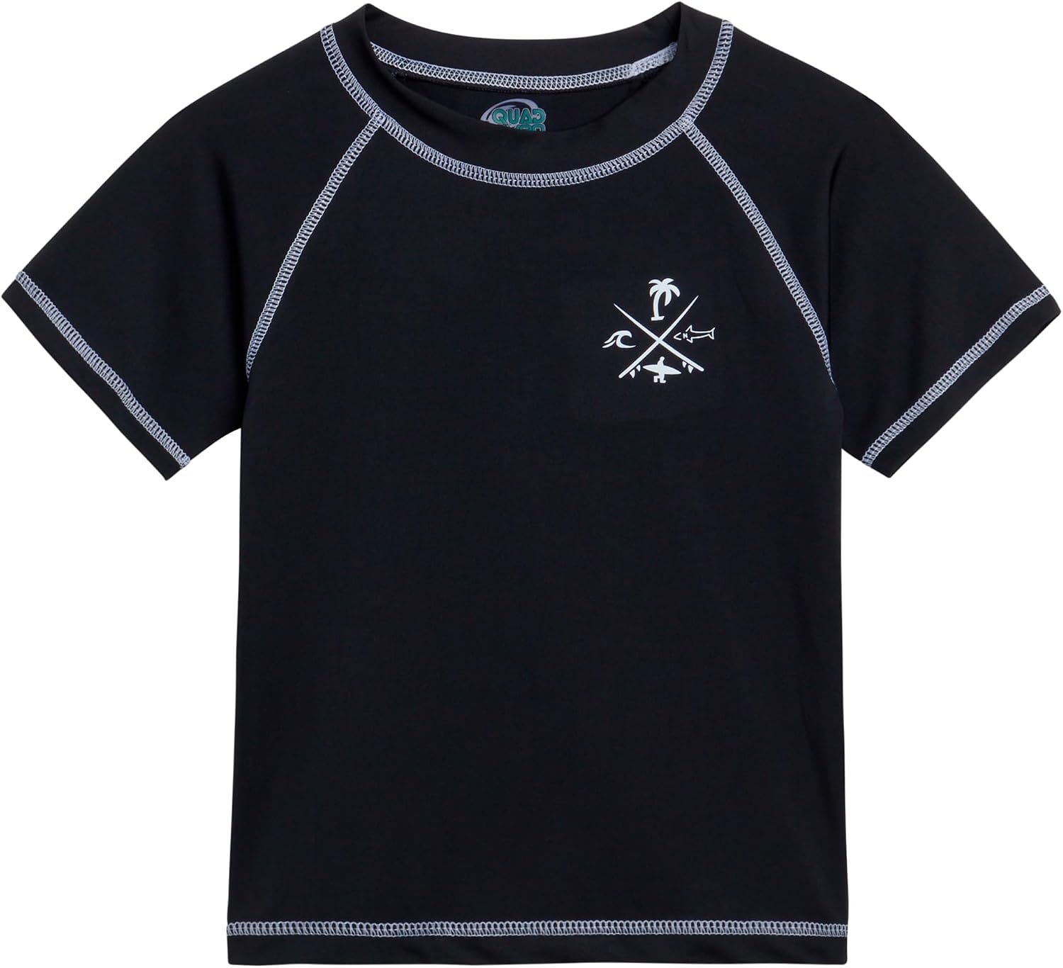 Quad Seven Toddler Boys Rash Guard Shirt - Short Sleeve Swim Shirt for Baby/Toddler Boys (Size: 2T-4T)