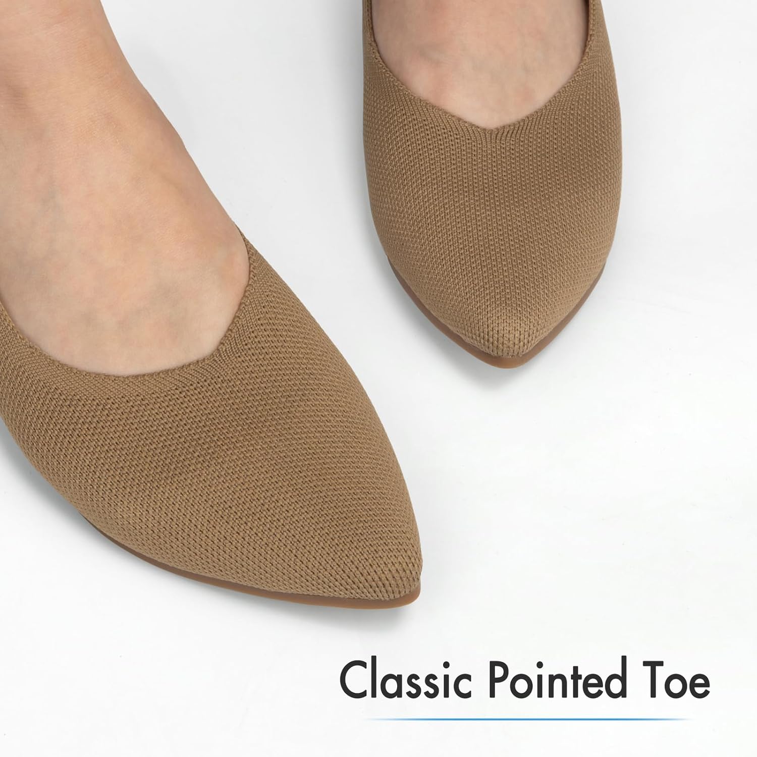 ATHMILE Pointed Toe Flats for Women Dressy Bronze Work Shoes Business Casul Knit Ballet Flats Slip on Office Ladies Comforttable Dress - Image 3